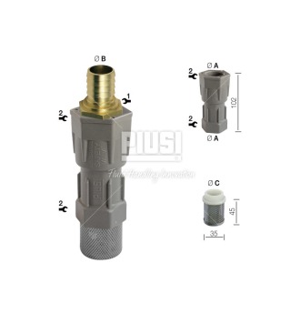 Донный фильтр очистки дизельного топлива PIUSI Foot valve Ø 20 mm арт. F00612000